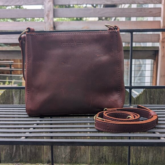 Portland Leather Handbags - Portland Leather Goods Cognac Triangle Bag with additional crossbody strap PLG
